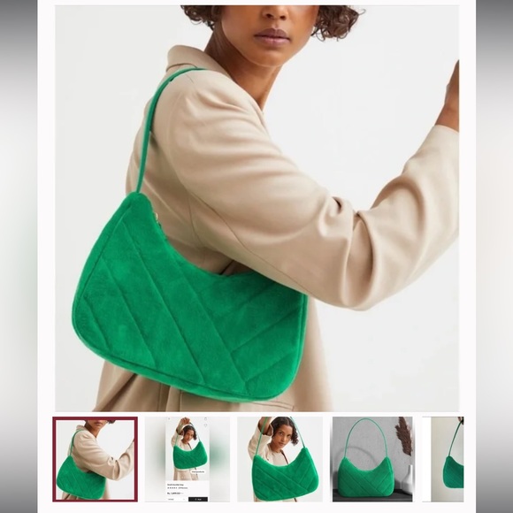 H&M GREEN Fuzzy Faux Fur 2022 Shoulder Purse Brand New without tags - Picture 4 of 7